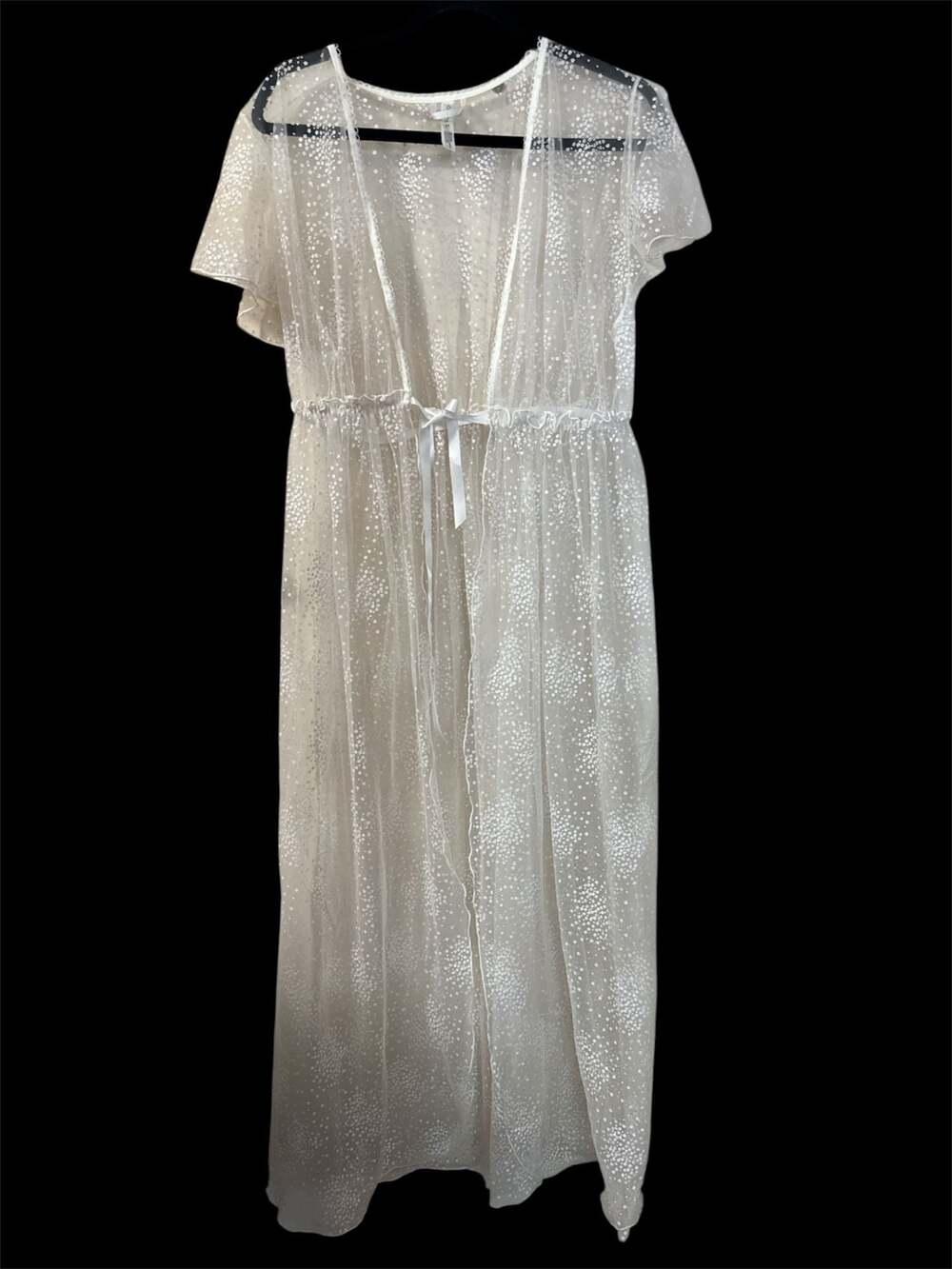 Coquette Sheer Mesh Floral Print Tie-Front Dressing Robe